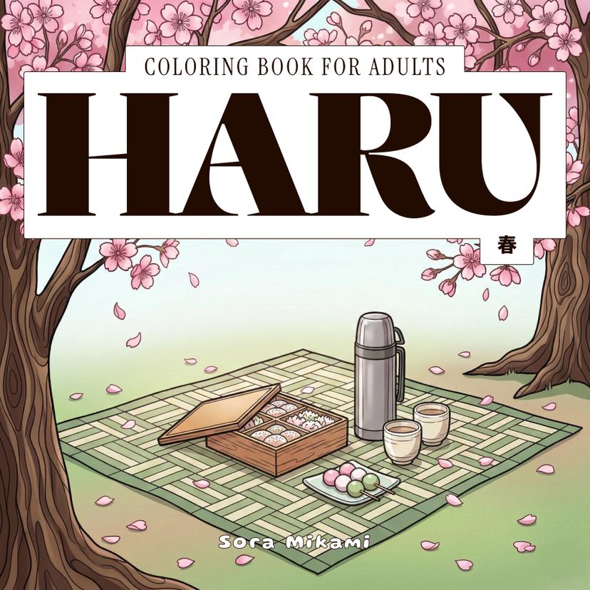 Haru - Japanese philosophy adult coloring book from The Kintsugi Mind collection